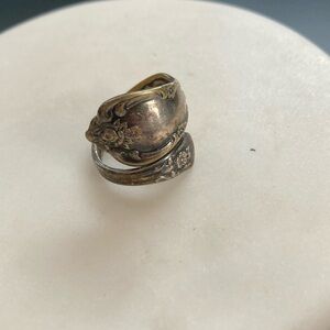 Vintage Silver Floral Spoon Ring